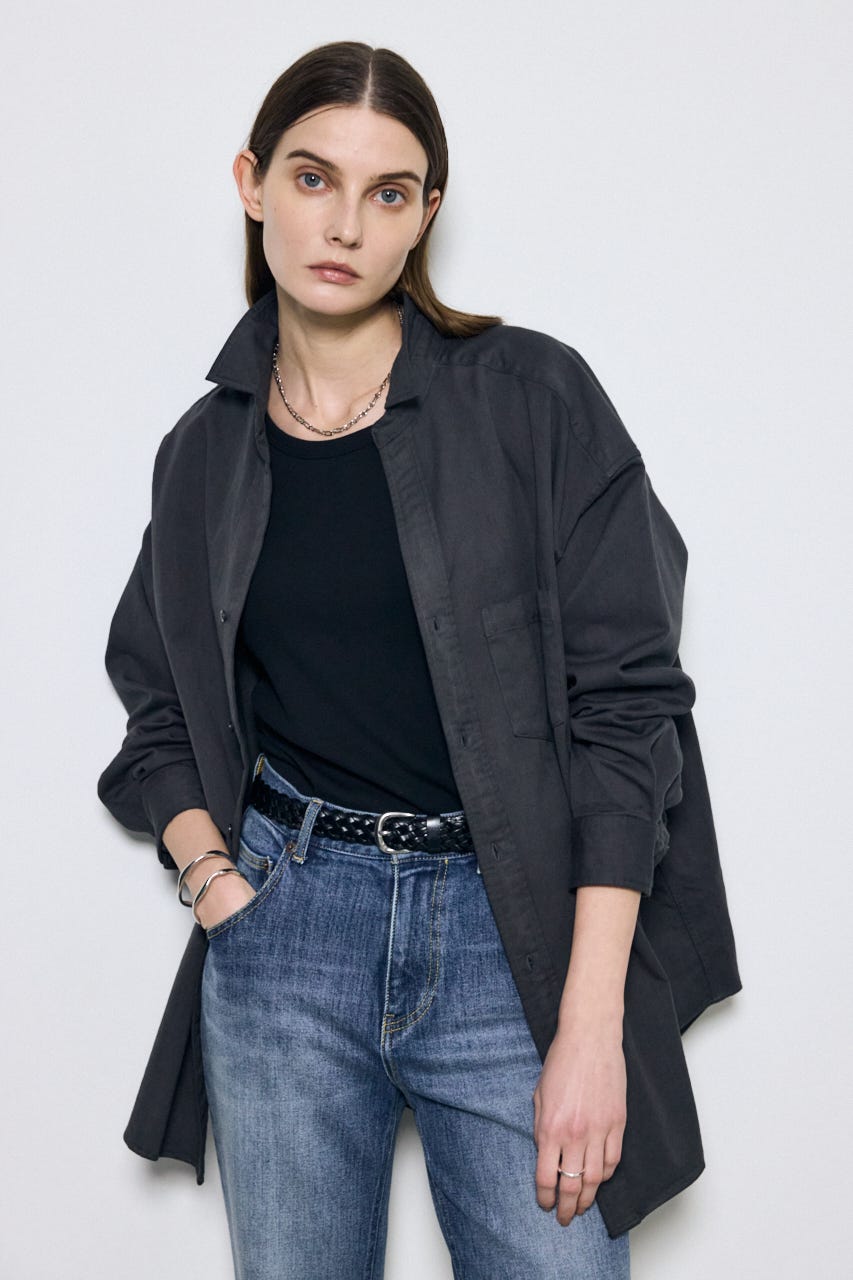 【SS先行アイテム】アーバンリラックスコットンシャツ L/BLK M