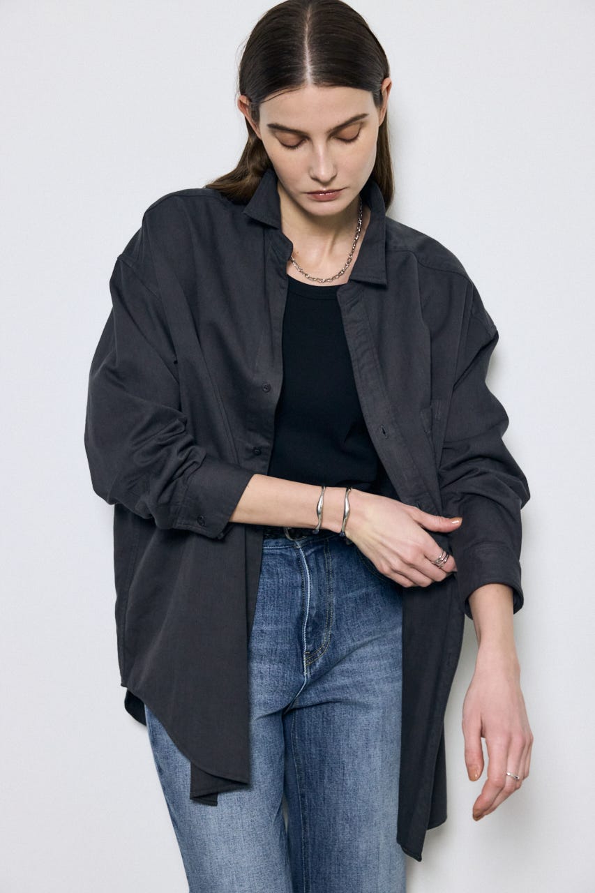 【SS先行アイテム】アーバンリラックスコットンシャツ L/BLK M