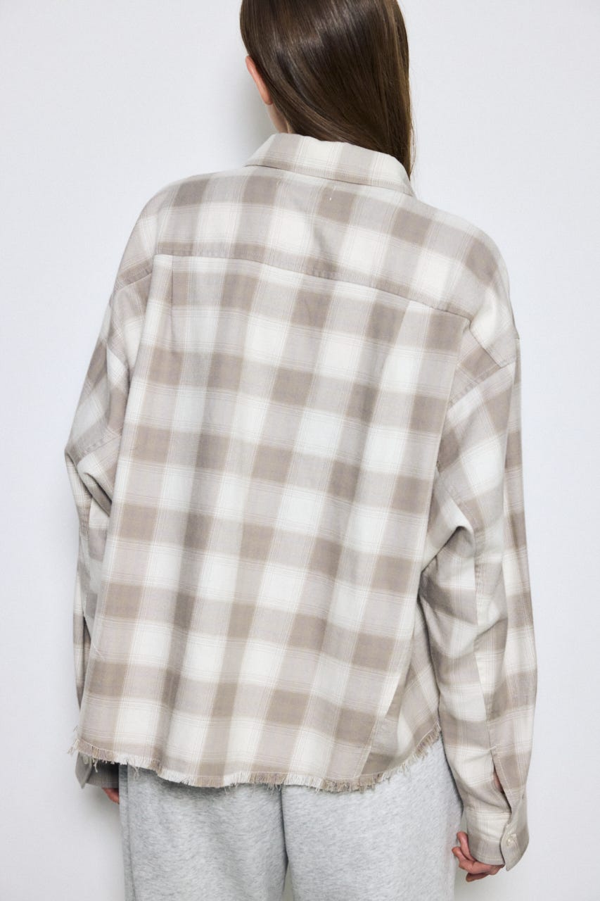 アーバンチェックフリンジショートシャツ 柄BEG FREE