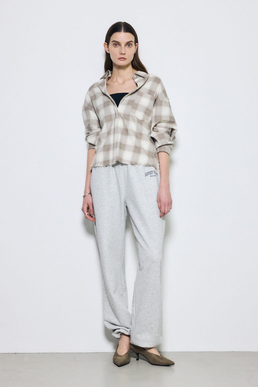 アーバンチェックフリンジショートシャツ 柄BEG FREE