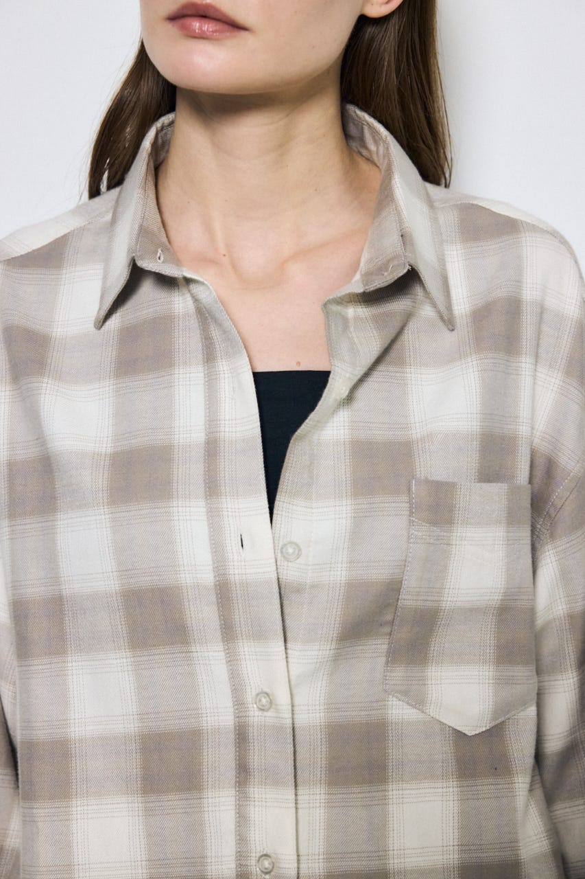 アーバンチェックフリンジショートシャツ 柄BEG FREE