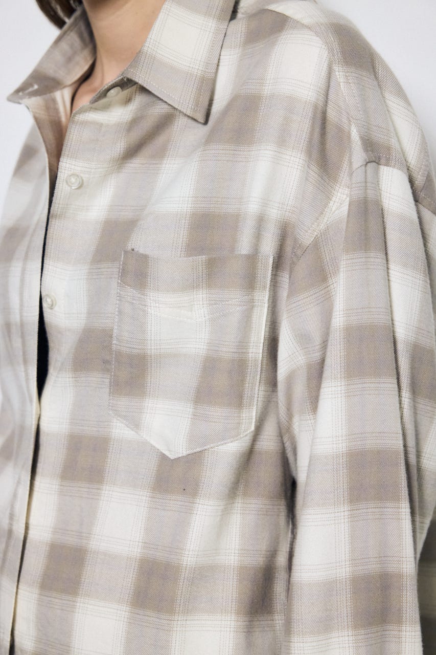 アーバンチェックフリンジショートシャツ 柄BEG FREE