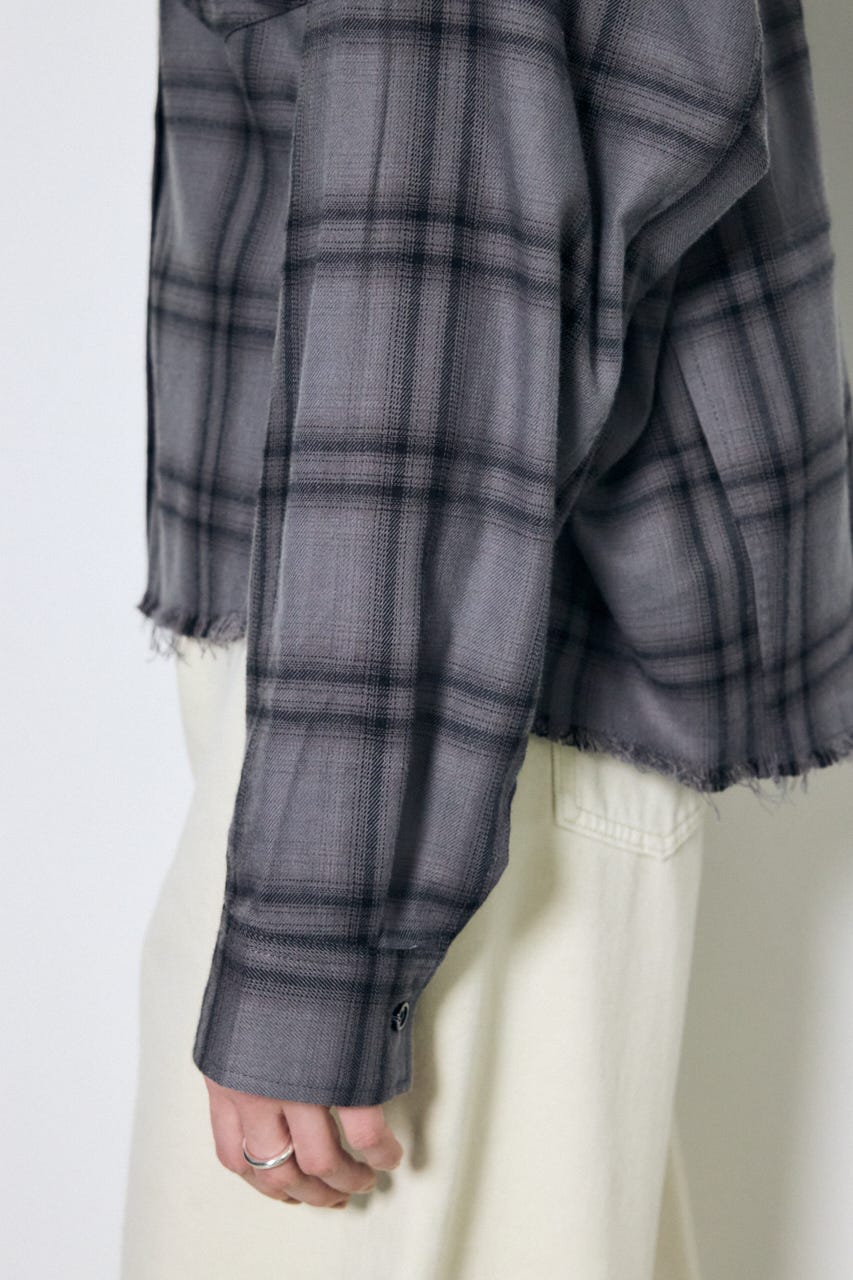 アーバンチェックフリンジショートシャツ 柄BLK FREE