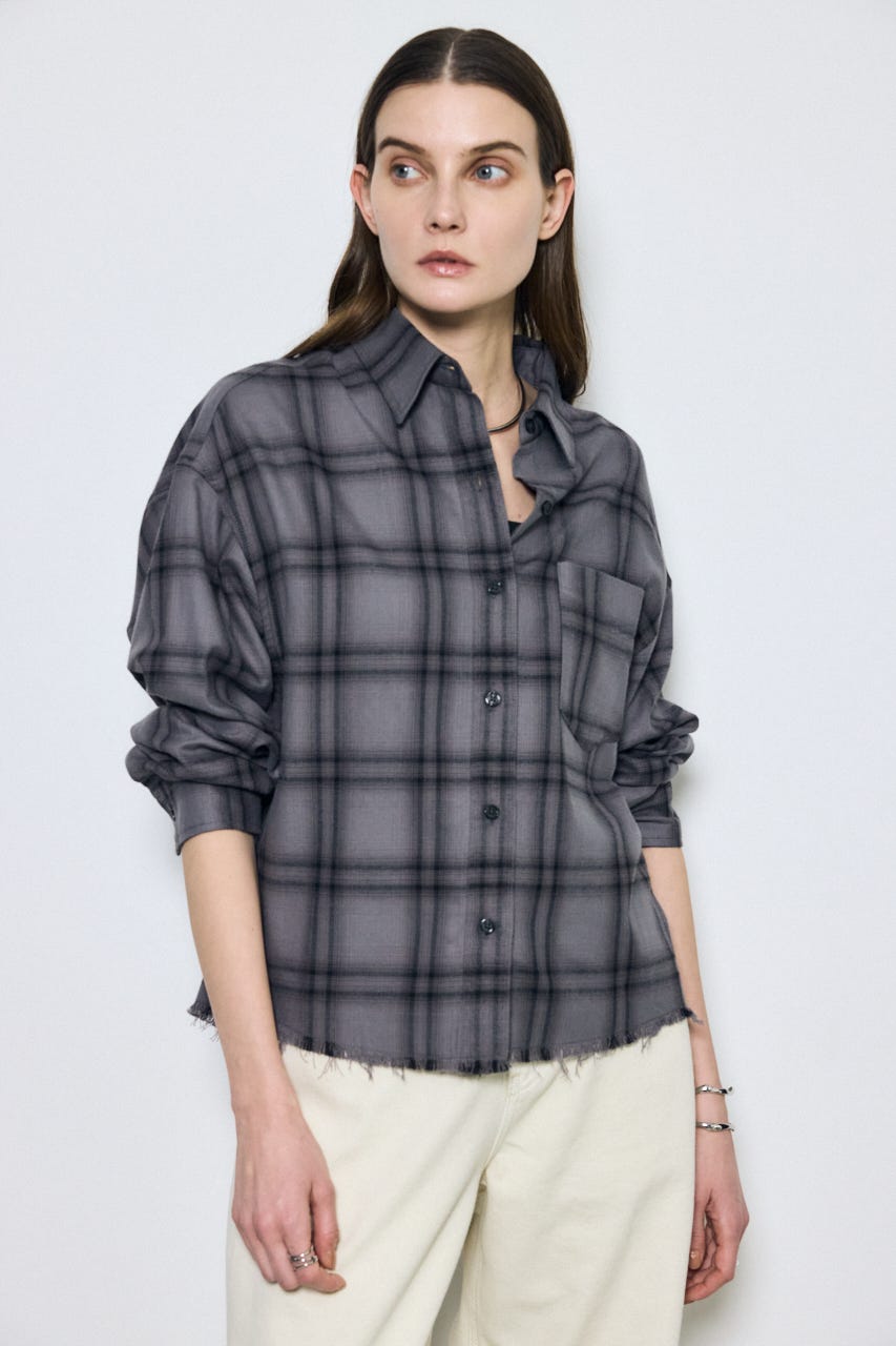 アーバンチェックフリンジショートシャツ 柄BLK FREE