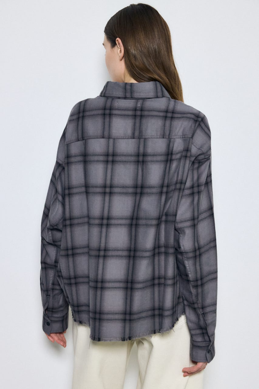 アーバンチェックフリンジショートシャツ 柄BLK FREE