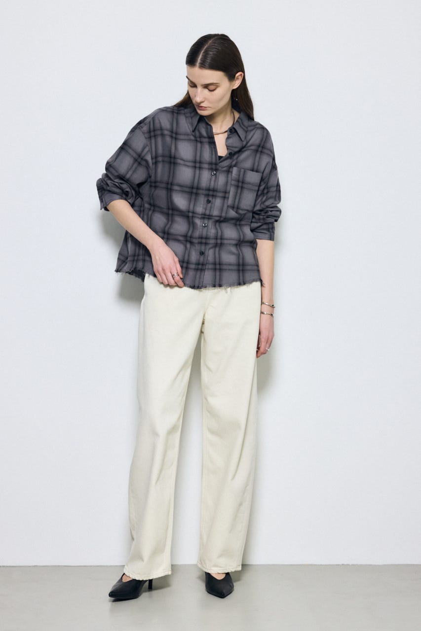 アーバンチェックフリンジショートシャツ 柄BLK FREE