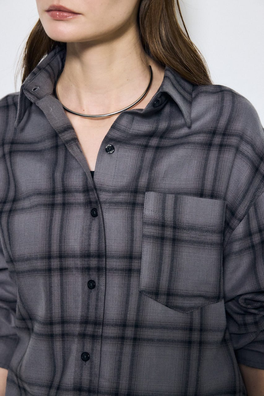 アーバンチェックフリンジショートシャツ 柄BLK FREE