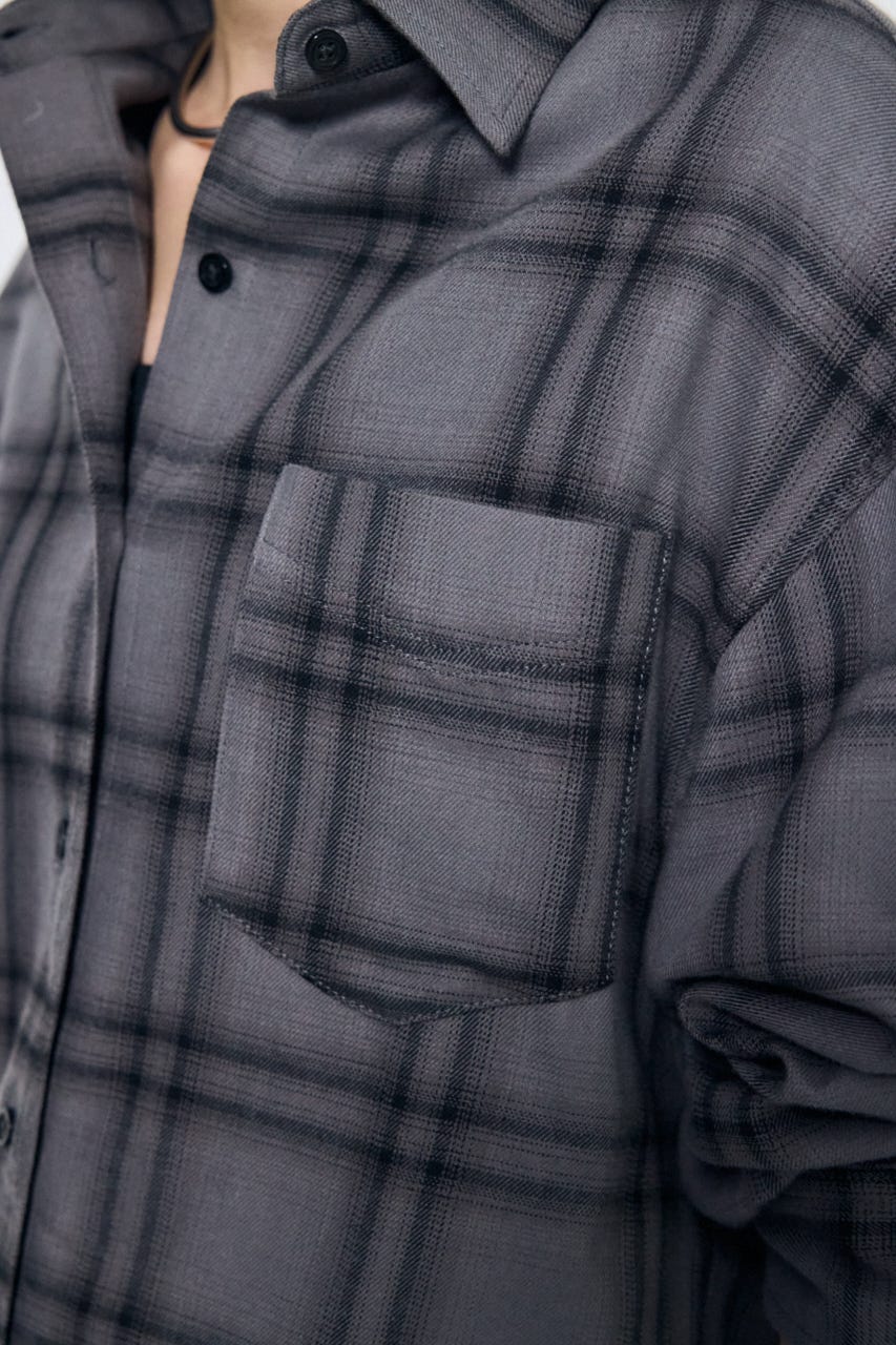 アーバンチェックフリンジショートシャツ 柄BLK FREE