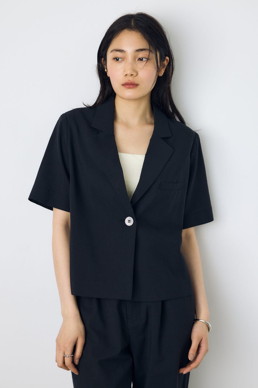 クロップドハーフスリーブジャケット BLK S