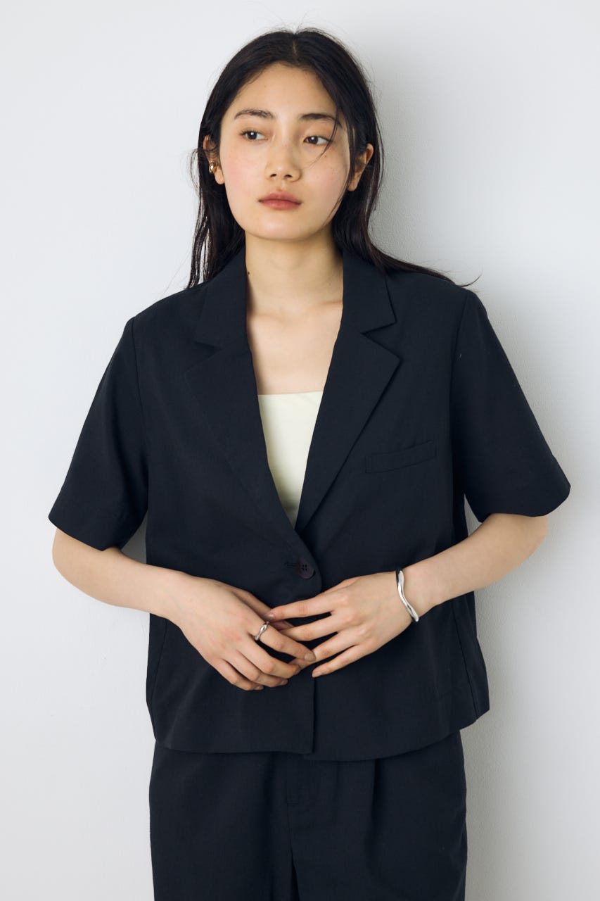 クロップドハーフスリーブジャケット BLK S