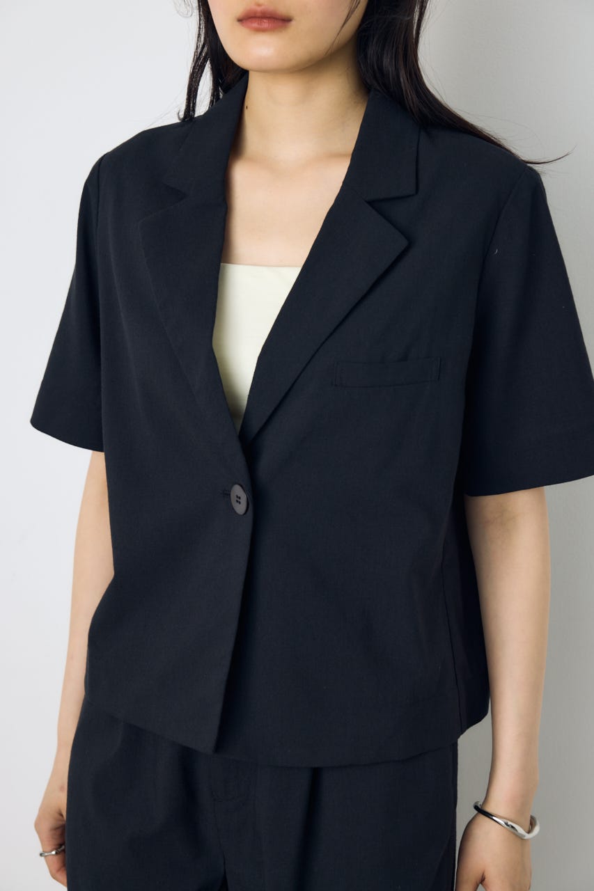 クロップドハーフスリーブジャケット BLK S