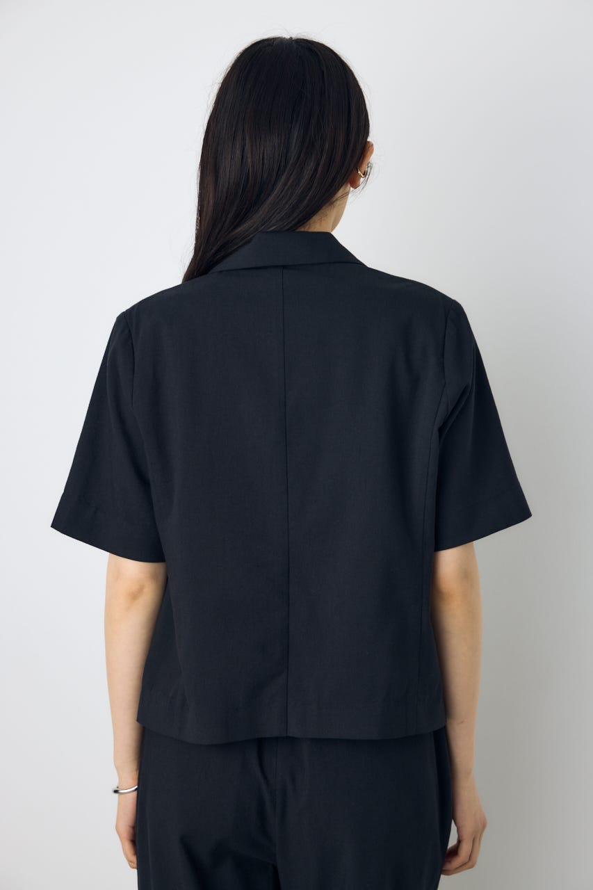 クロップドハーフスリーブジャケット BLK S