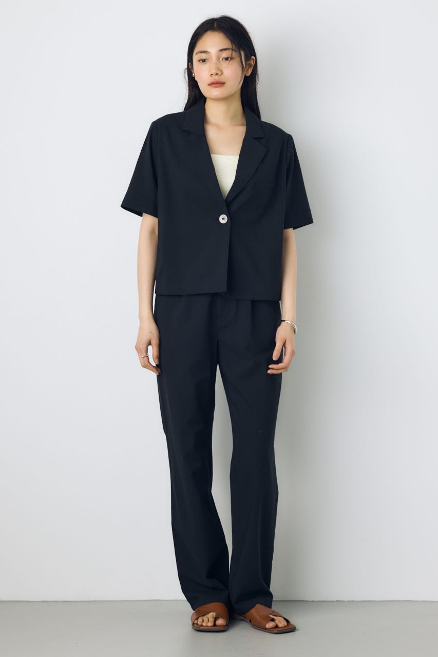 クロップドハーフスリーブジャケット BLK S