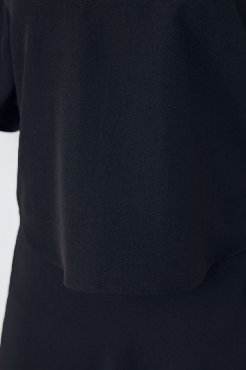 ドロストスリーブデザインブラウス BLK S