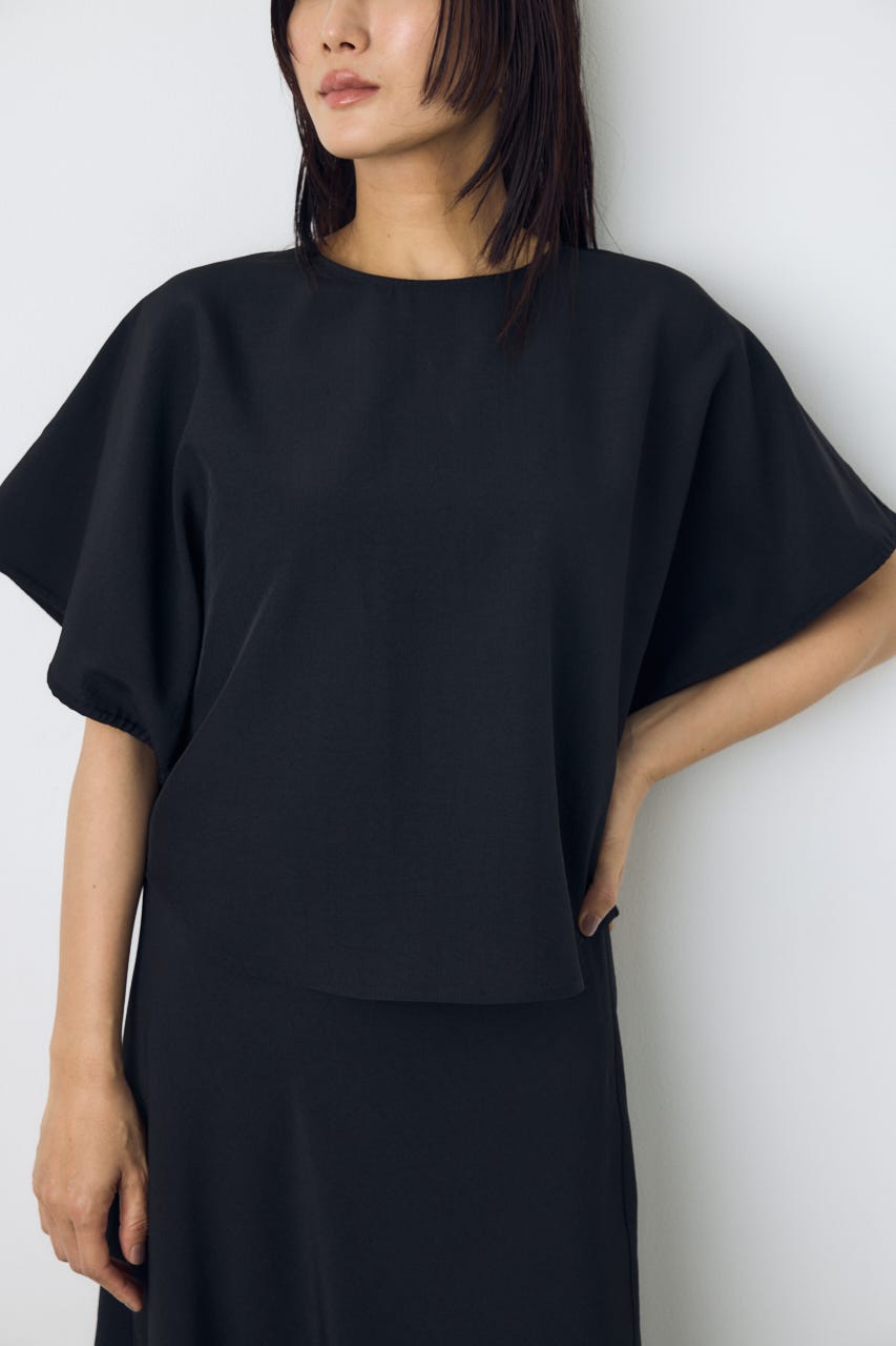 ドロストスリーブデザインブラウス BLK S