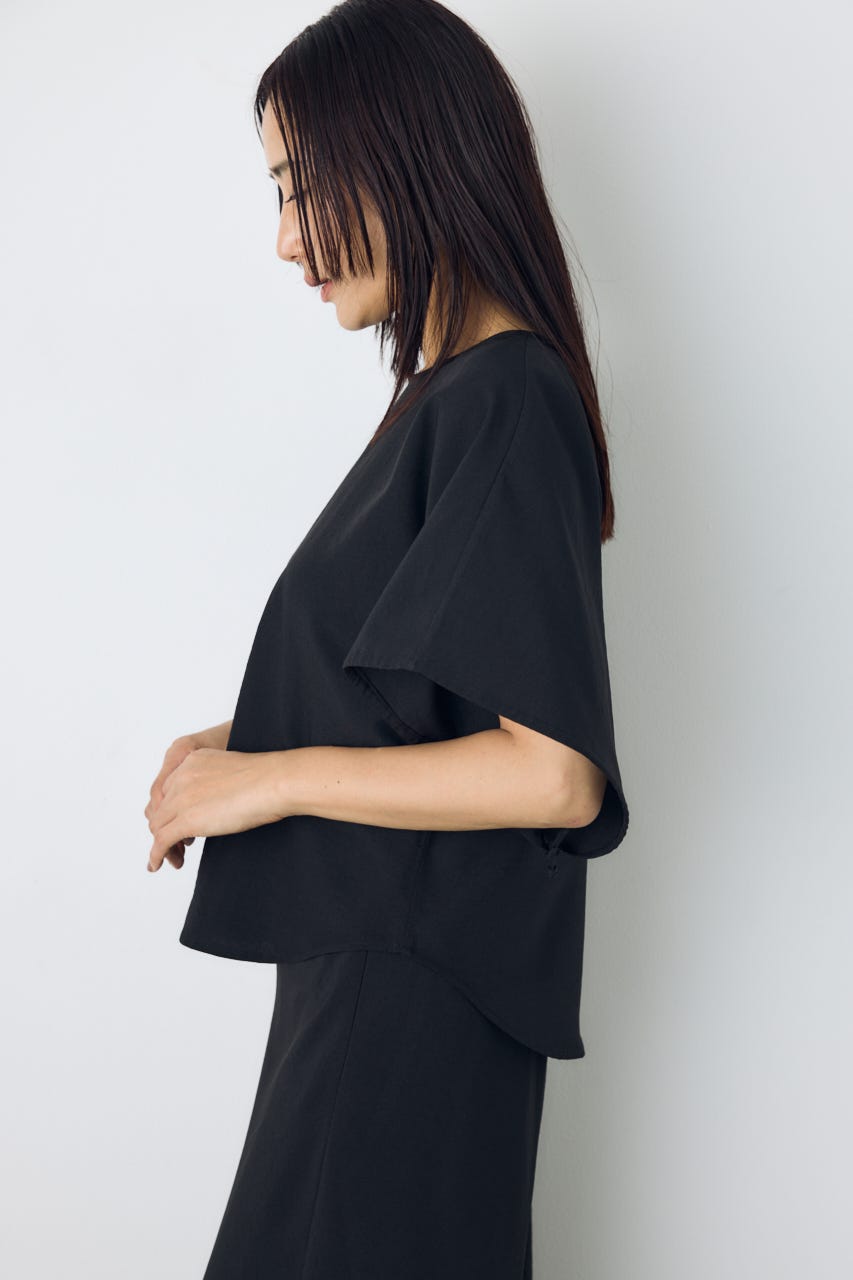 ドロストスリーブデザインブラウス BLK S