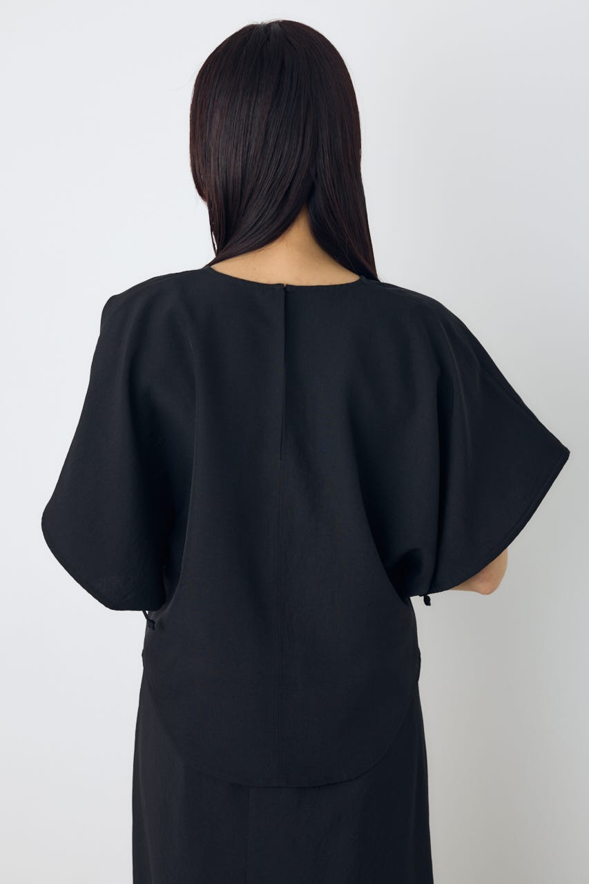 ドロストスリーブデザインブラウス BLK S
