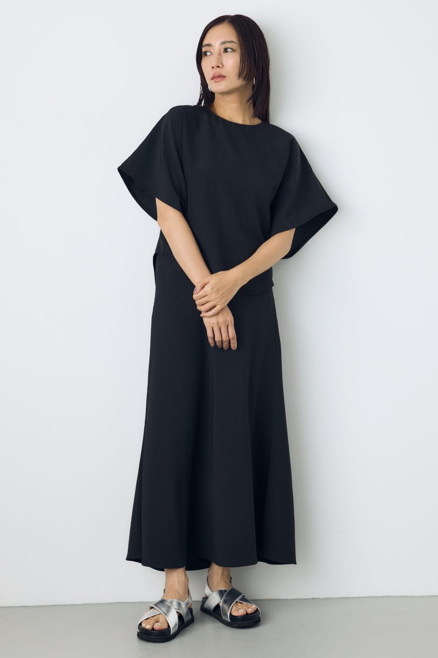 ドロストスリーブデザインブラウス BLK S