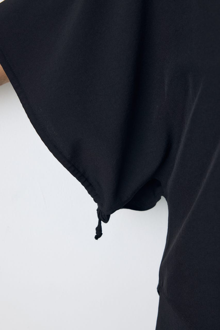 ドロストスリーブデザインブラウス BLK S