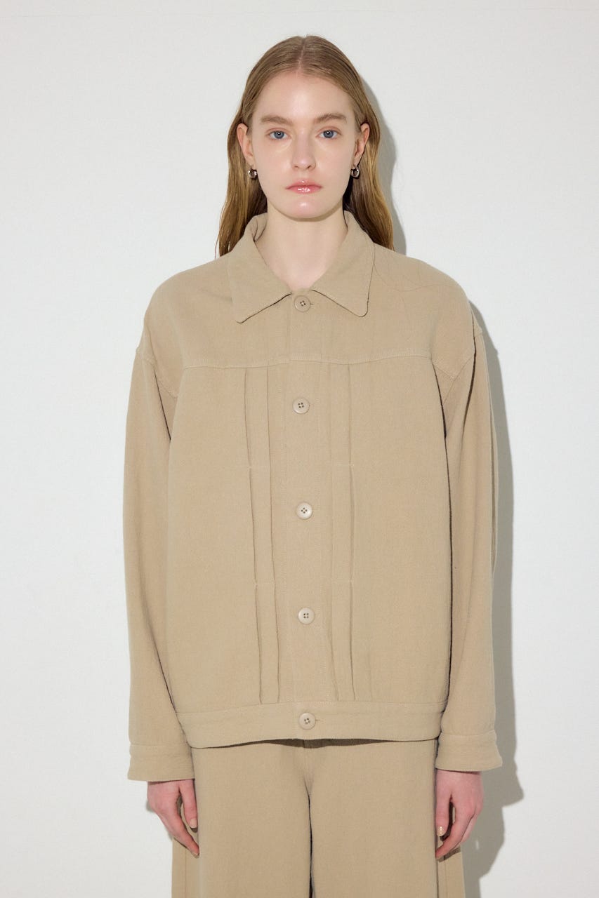 【着丈バリエ】コットンリネンプリーツブルゾン BEG S