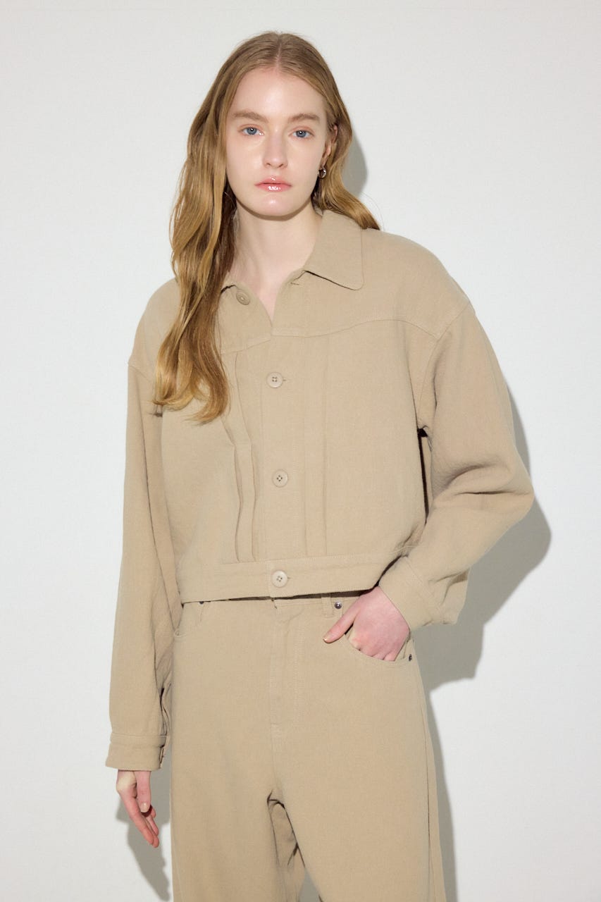 【着丈バリエ】コットンリネンプリーツブルゾン BEG S