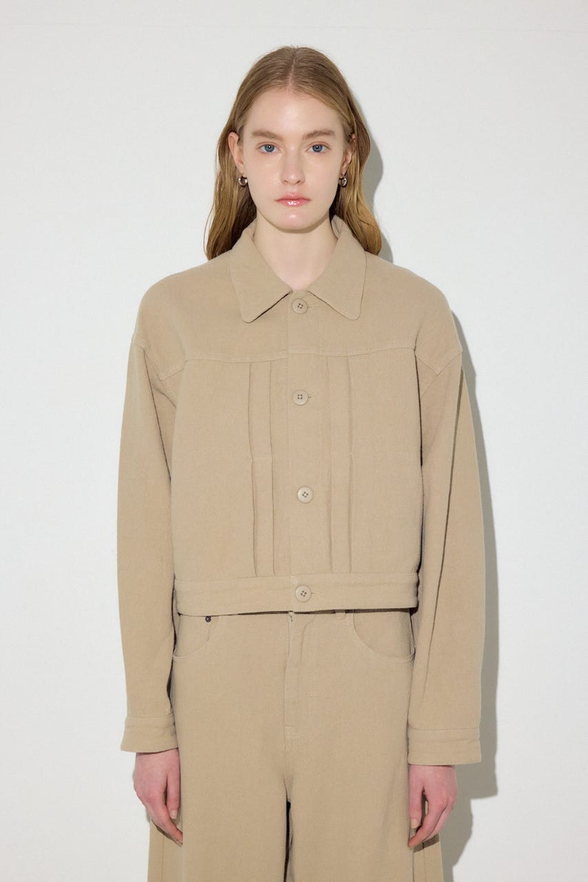 【着丈バリエ】コットンリネンプリーツブルゾン BEG S