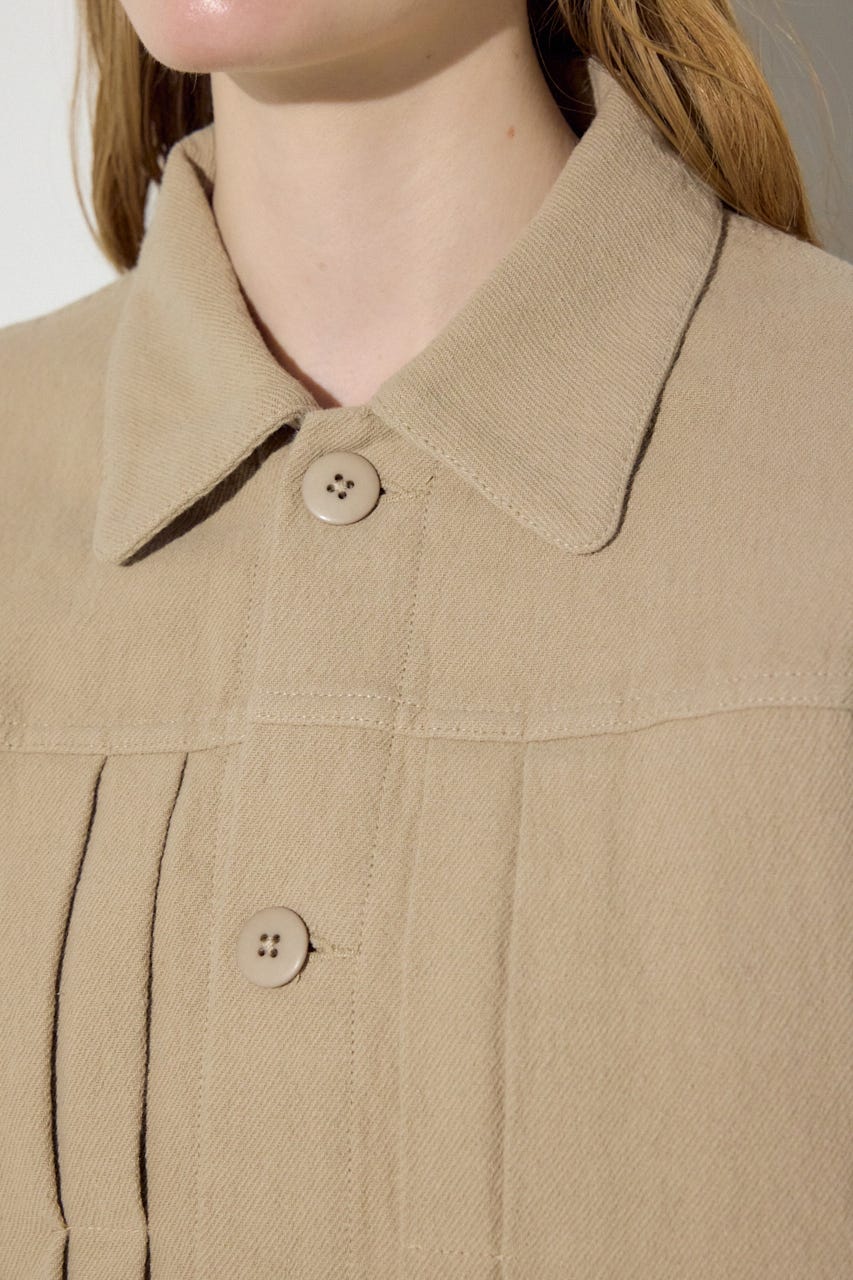 【着丈バリエ】コットンリネンプリーツブルゾン BEG S