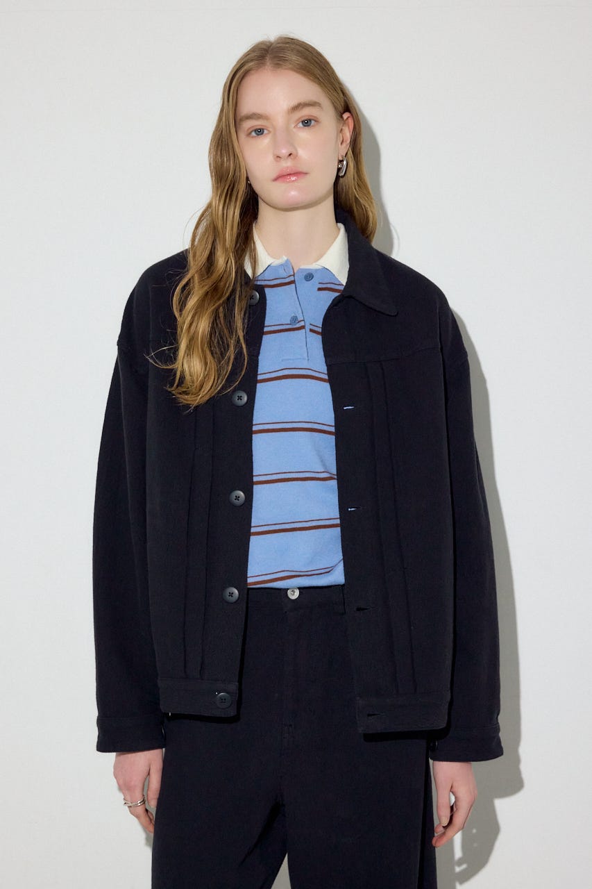 【着丈バリエ】コットンリネンプリーツブルゾン BLK M