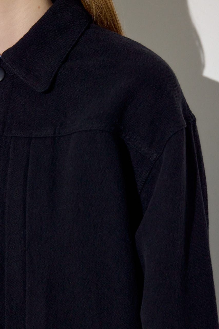 【着丈バリエ】コットンリネンプリーツブルゾン BLK M