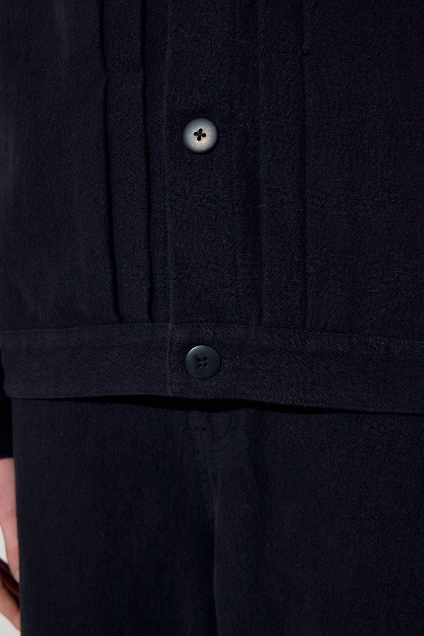 【着丈バリエ】コットンリネンプリーツブルゾン BLK M