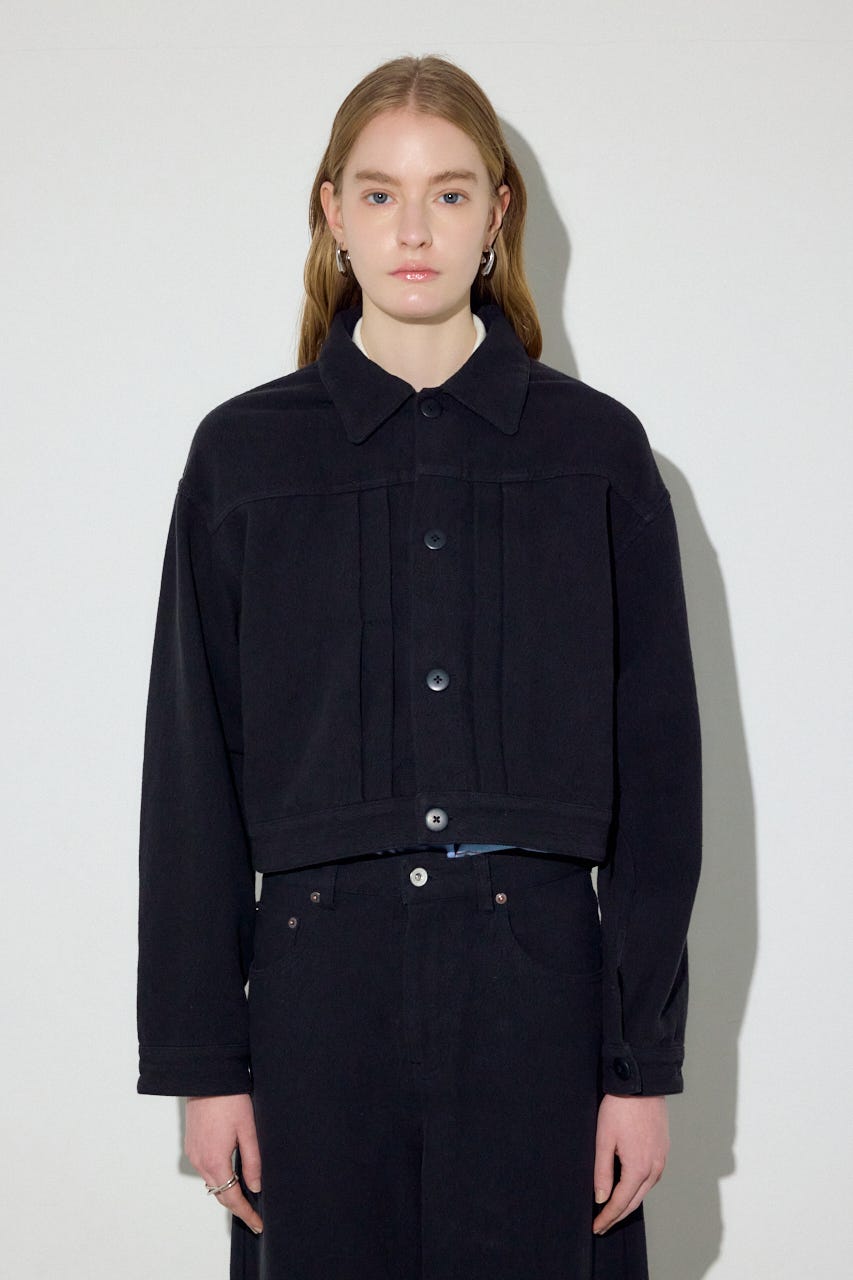 【着丈バリエ】コットンリネンプリーツブルゾン BLK M