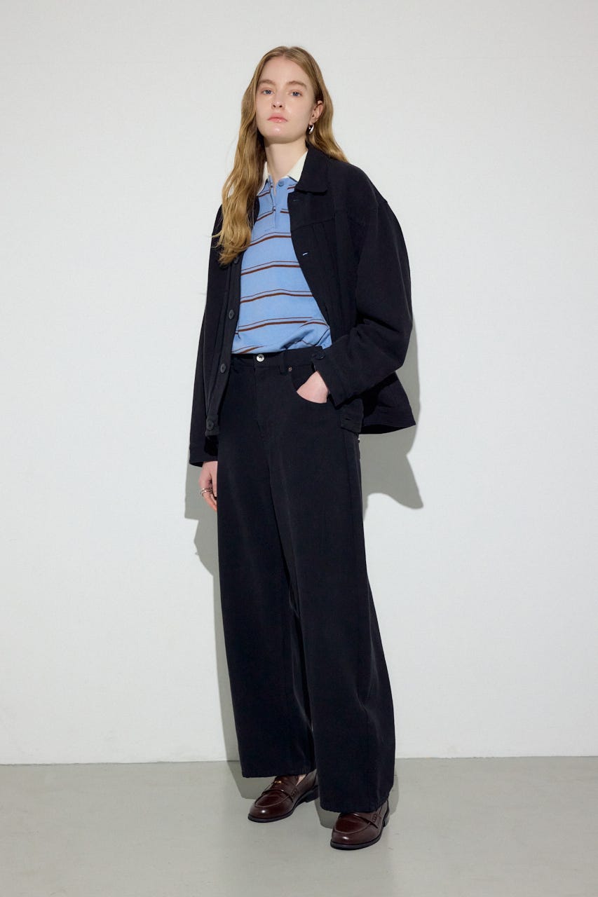 【着丈バリエ】コットンリネンプリーツブルゾン BLK M