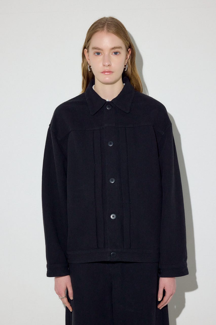 【着丈バリエ】コットンリネンプリーツブルゾン BLK M