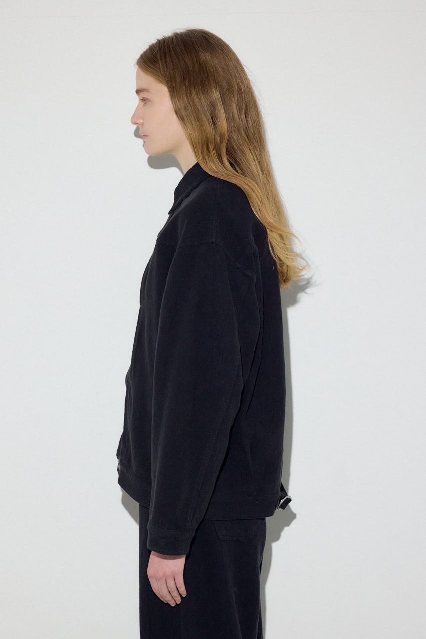 【着丈バリエ】コットンリネンプリーツブルゾン BLK M