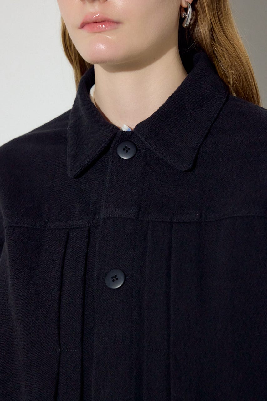 【着丈バリエ】コットンリネンプリーツブルゾン BLK M