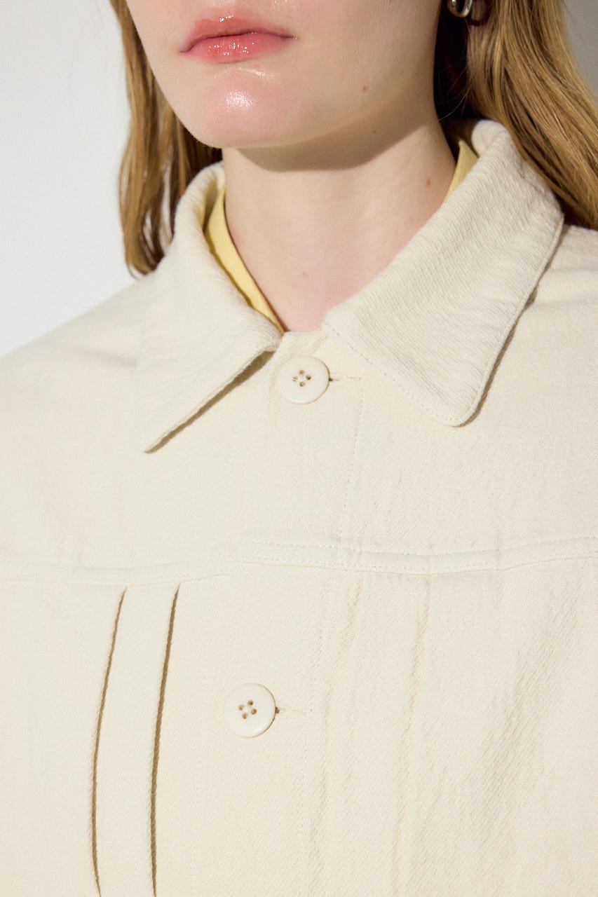 【着丈バリエ】コットンリネンプリーツブルゾン IVOY S