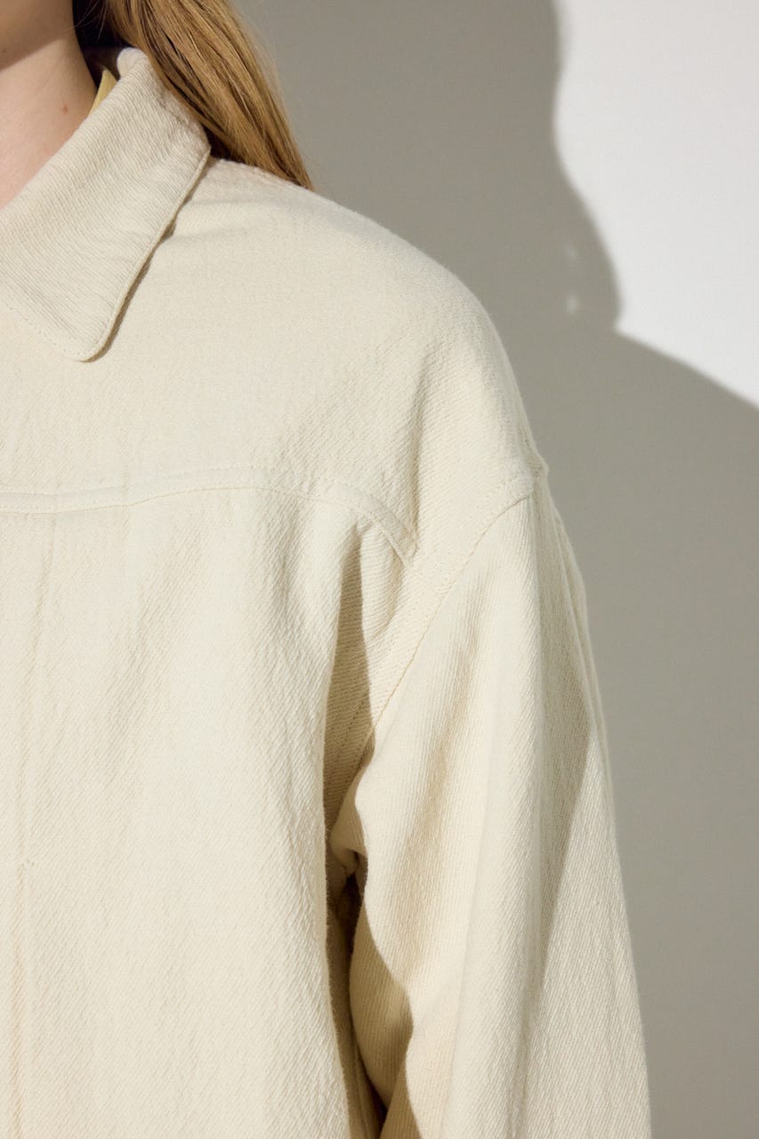 【着丈バリエ】コットンリネンプリーツブルゾン IVOY S