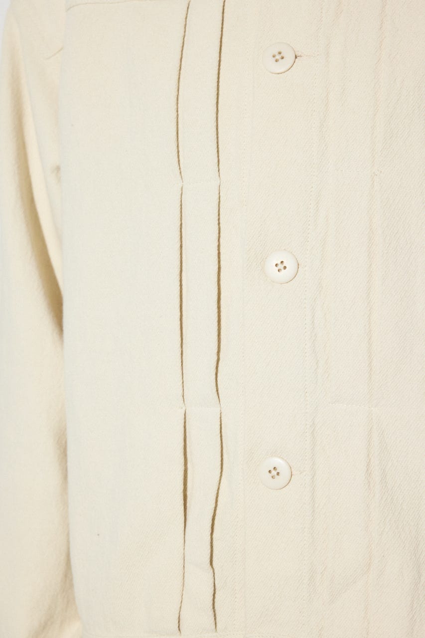 【着丈バリエ】コットンリネンプリーツブルゾン IVOY S