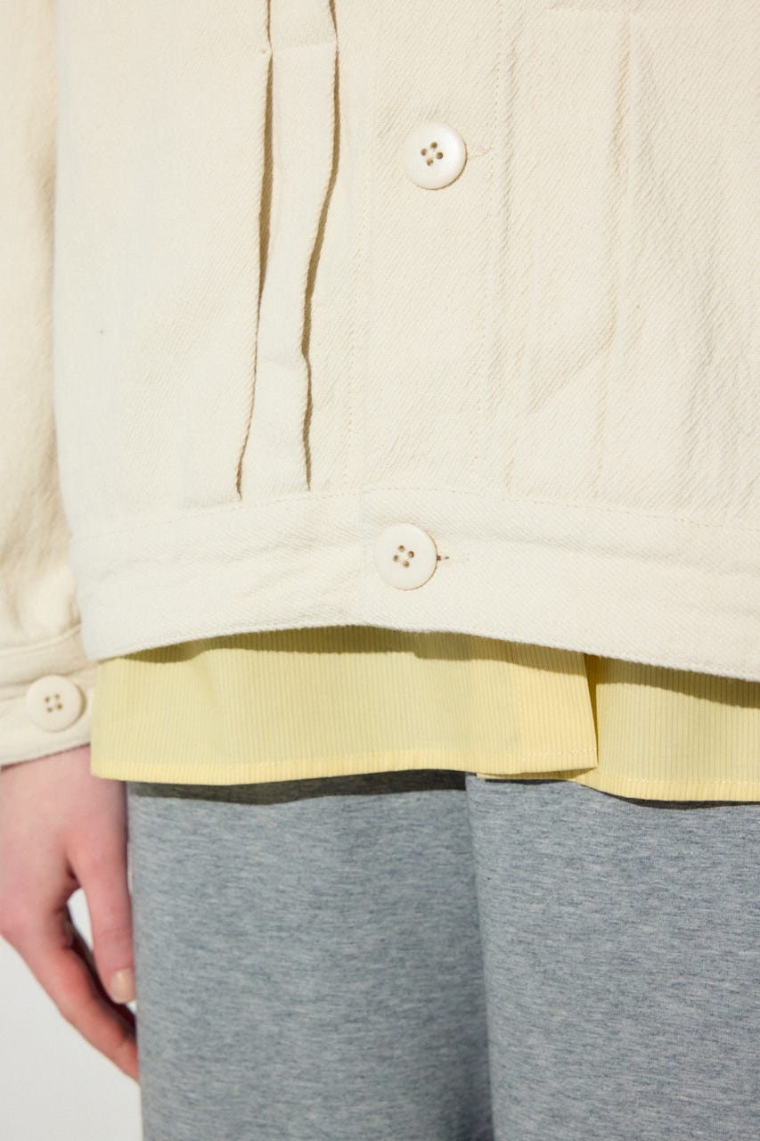 【着丈バリエ】コットンリネンプリーツブルゾン IVOY S