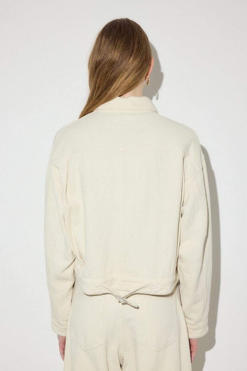 【着丈バリエ】コットンリネンプリーツブルゾン IVOY S