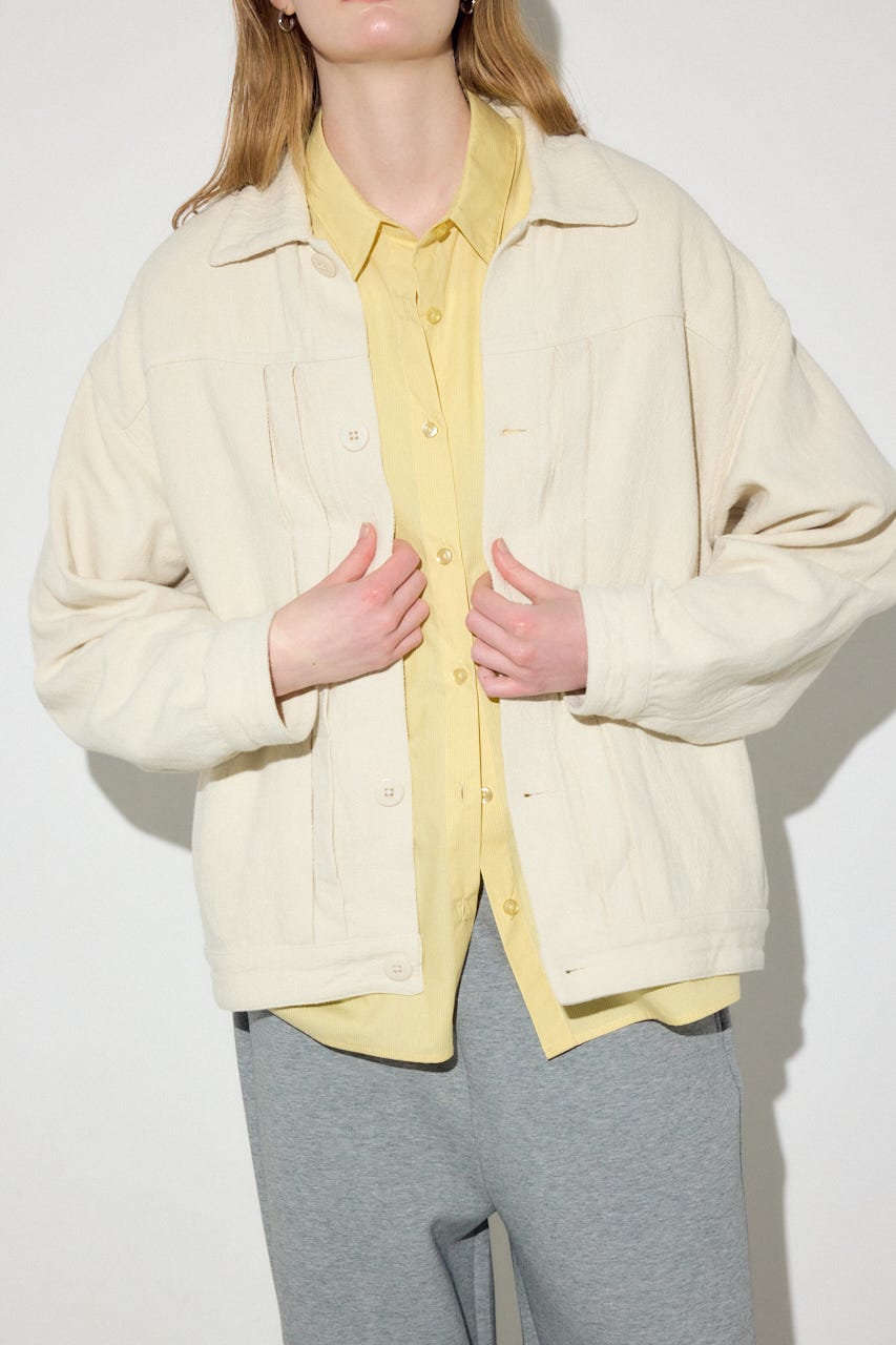 【着丈バリエ】コットンリネンプリーツブルゾン IVOY S