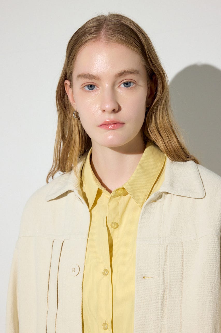 【着丈バリエ】コットンリネンプリーツブルゾン IVOY S