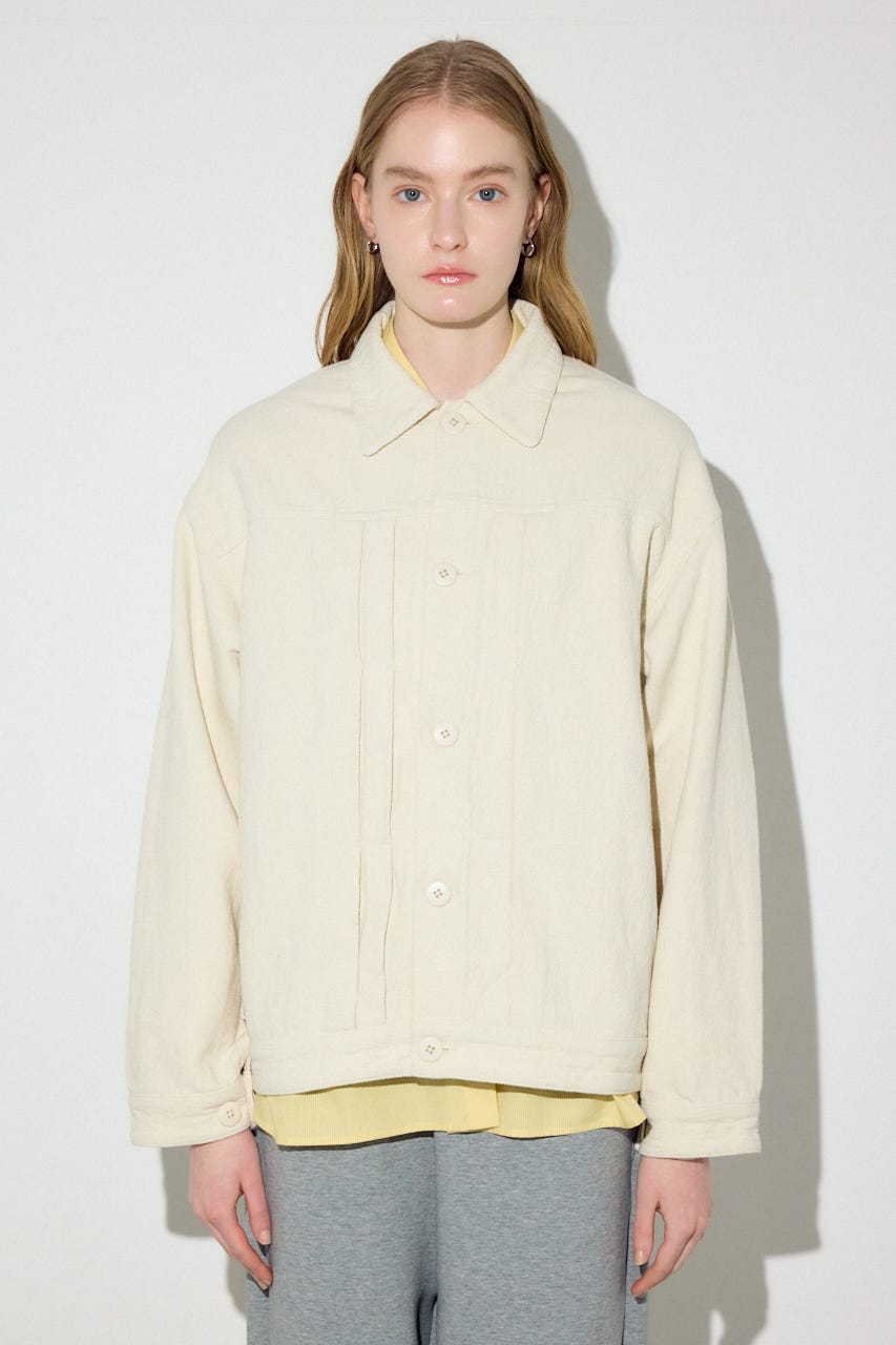 【着丈バリエ】コットンリネンプリーツブルゾン IVOY S