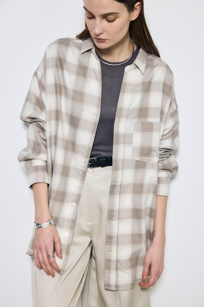 アーバンチェックオーバールーズシャツ 柄BEG FREE