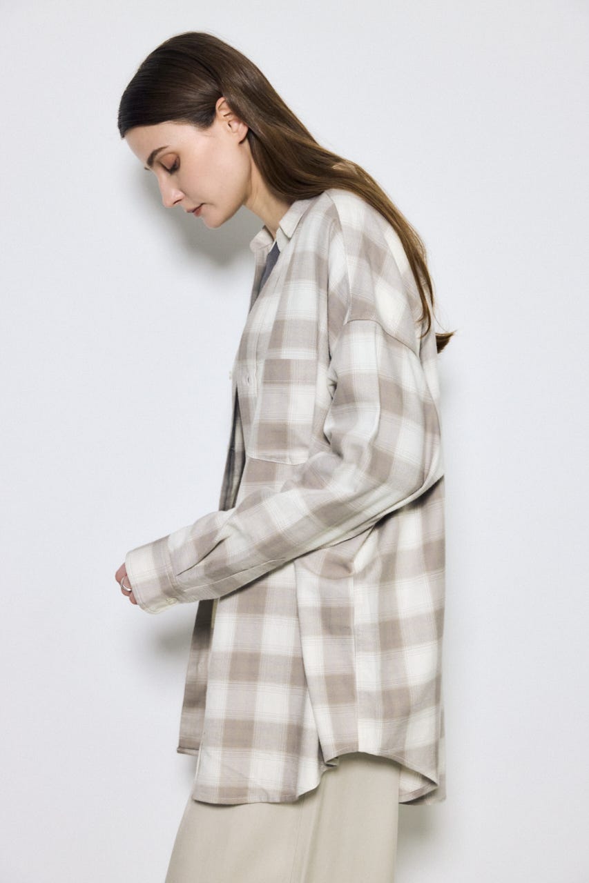 アーバンチェックオーバールーズシャツ 柄BEG FREE