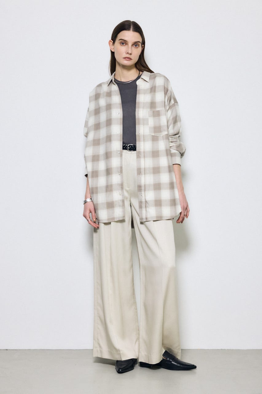 アーバンチェックオーバールーズシャツ 柄BEG FREE