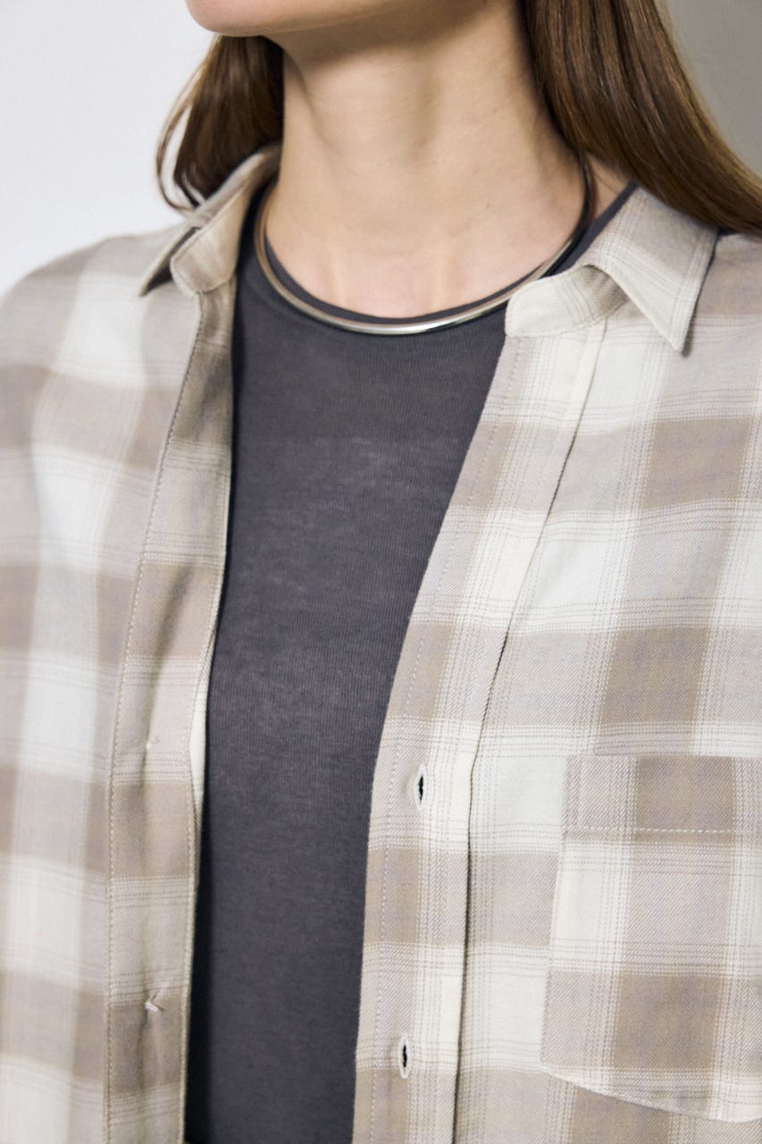 アーバンチェックオーバールーズシャツ 柄BEG FREE