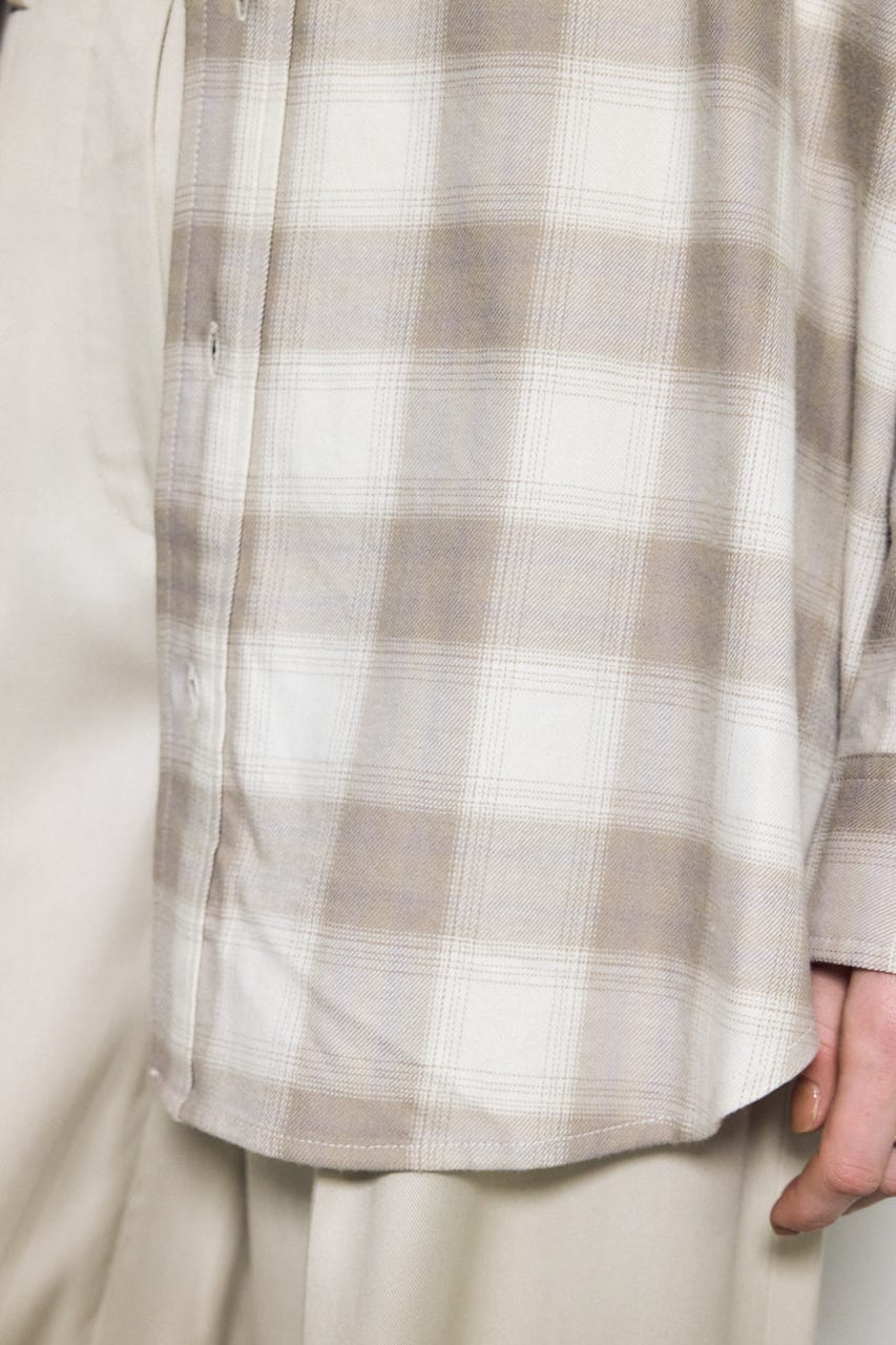 アーバンチェックオーバールーズシャツ 柄BEG FREE