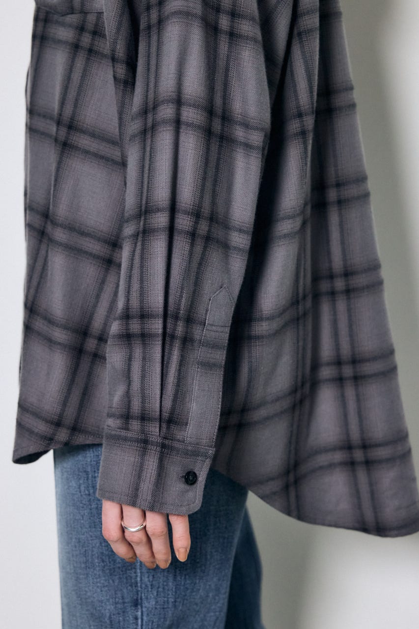 アーバンチェックオーバールーズシャツ 柄BLK FREE