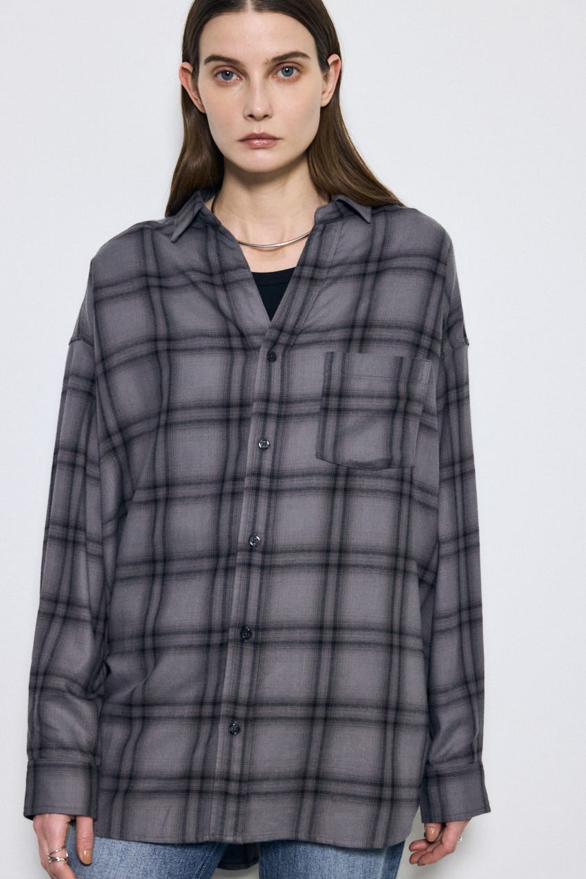 アーバンチェックオーバールーズシャツ 柄BLK FREE